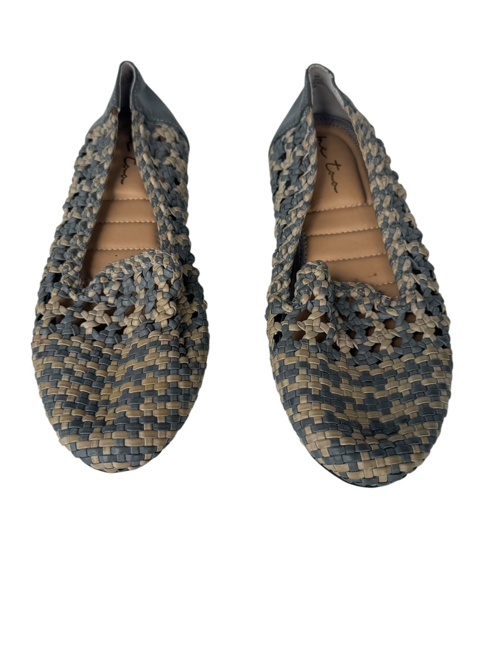 Me Too "Yondra" Woven Loafer Flat in the Lt. Grey Woven Boho granola sz 8